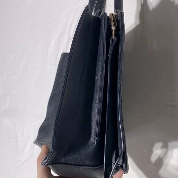 Aldo Black Faux Leather Square Tote Purse W Crossbody Strap - Picture 6 of 13